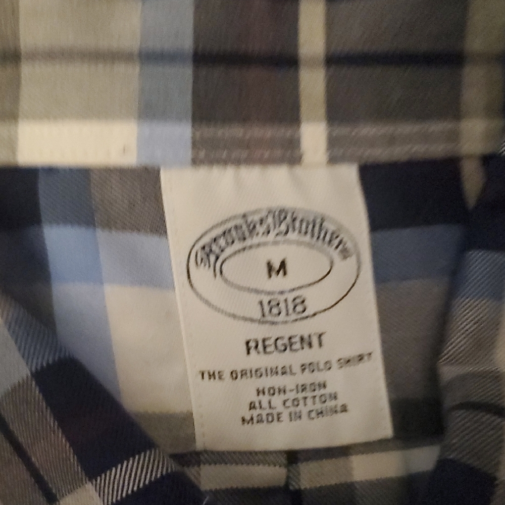 Brooks Brothers Men's Navy and White Checkered Shirt